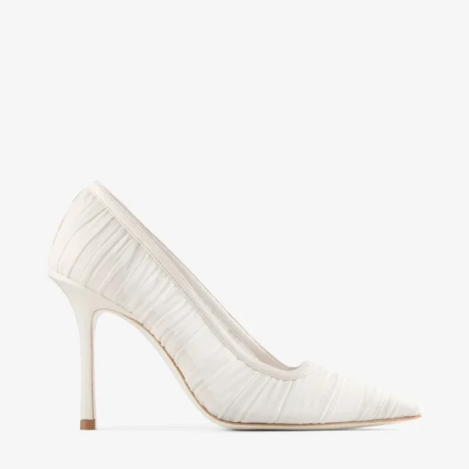 Zapatos de salón Lotta 100 de tul marfil y napa