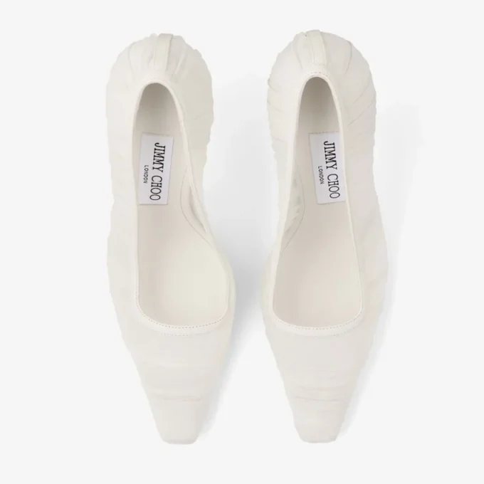 Zapatos de salón Lotta 100 de tul marfil y napa