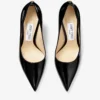 Zapatos de salón Love 100 de charol negro con punta afilada y emblema JC