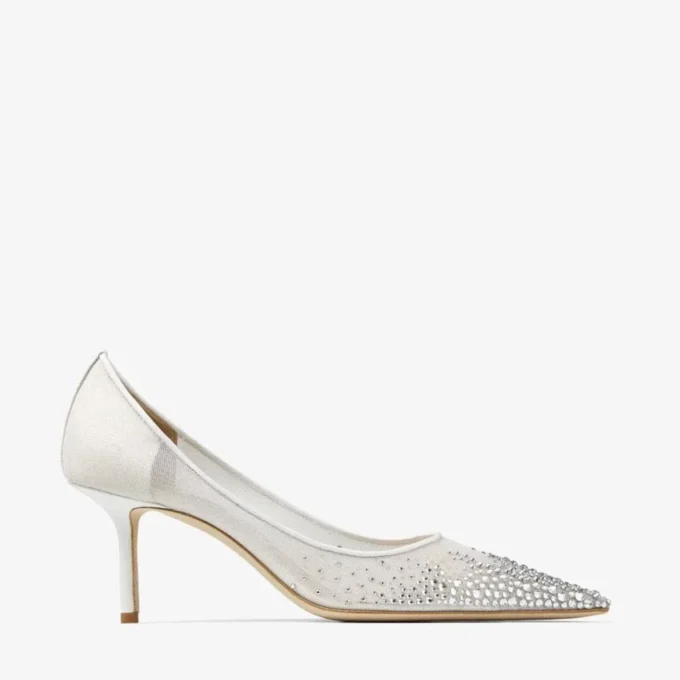 Zapatos de salón Love 65 de malla blanca con cristales DéGradé
