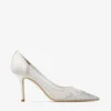 Zapatos de salón Love 85 de malla blanca con puntera puntiaguda y cristales degradados Zapatos de salón Love 85 de malla blanca con puntera puntiaguda y cristales degradados