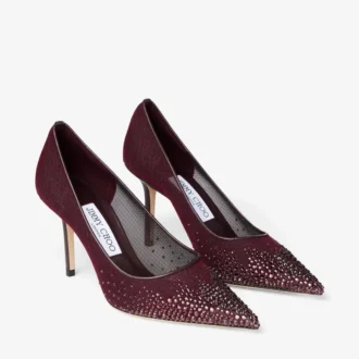 Zapatos de salón Love 85 de malla en color merlot intenso con cristales Galaxy