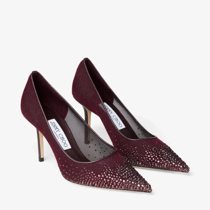 Zapatos de salón Love 85 de malla en color merlot intenso con cristales Galaxy Zapatos de salón Love 85 de malla en color merlot intenso con cristales Galaxy