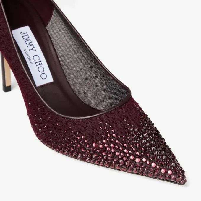 Zapatos de salón Love 85 de malla en color merlot intenso con cristales Galaxy Zapatos de salón Love 85 de malla en color merlot intenso con cristales Galaxy