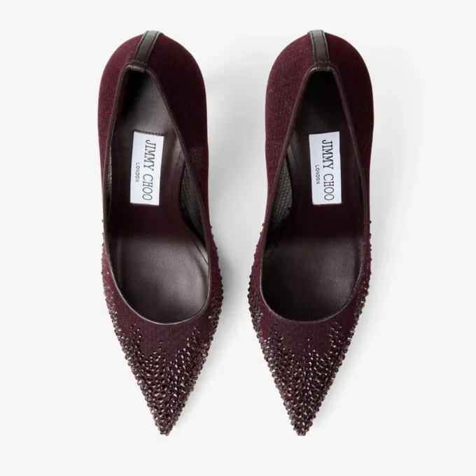 Zapatos de salón Love 85 de malla en color merlot intenso con cristales Galaxy Zapatos de salón Love 85 de malla en color merlot intenso con cristales Galaxy