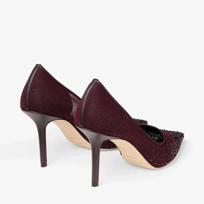 Zapatos de salón Love 85 de malla en color merlot intenso con cristales Galaxy Zapatos de salón Love 85 de malla en color merlot intenso con cristales Galaxy