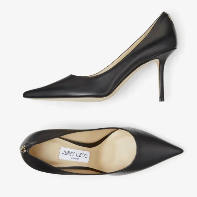 Zapatos de salón Love 85 de piel de becerro negra con el emblema Jc