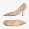 Zapatos de salón Love 85 en malla rosa ballet con puntera puntiaguda y cristales degradados Zapatos de salón Love 85 en malla rosa ballet con puntera puntiaguda y cristales degradados