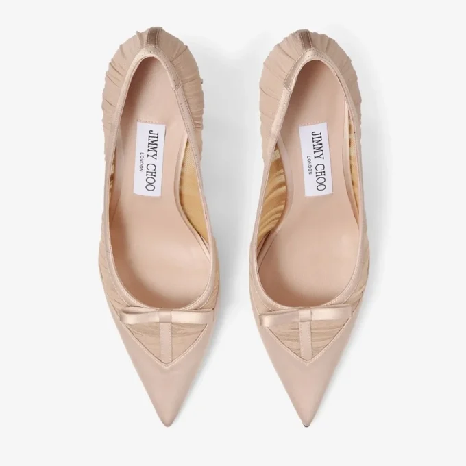 Zapatos de salón Love Mesh 85 Macaron de satén con tul fruncido Zapatos de salón Love Mesh 85 Macaron de satén con tul fruncido