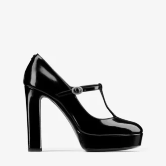 Zapatos de salón Marene Mary Jane 120 de piel de becerro pulida en negro con hebilla de cristal