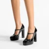 Zapatos de salón Marene Mary Jane 120 de piel de becerro pulida en negro con hebilla de cristal Zapatos de salón Marene Mary Jane 120 de piel de becerro pulida en negro con hebilla de cristal