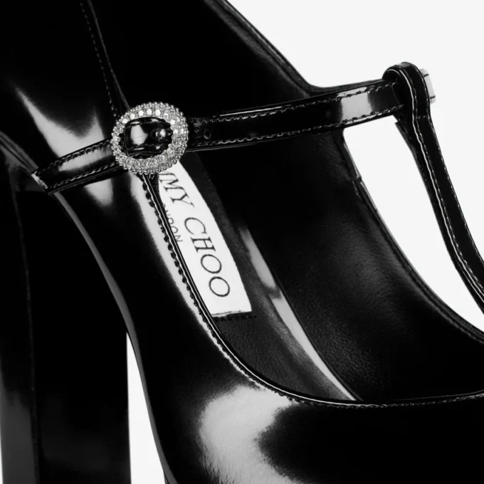 Zapatos de salón Marene Mary Jane 120 de piel de becerro pulida en negro con hebilla de cristal Zapatos de salón Marene Mary Jane 120 de piel de becerro pulida en negro con hebilla de cristal