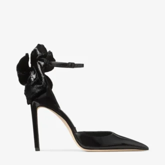 Zapatos de salón Marja 100 negros de piel spazzolato suave con adorno corto de lentejuelas
