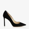 Zapatos de salón Romy 100 de ante negro con punta afilada