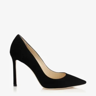 Zapatos de salón Romy 100 de ante negro con punta afilada