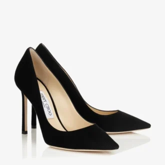 Zapatos de salón Romy 100 de ante negro con punta afilada