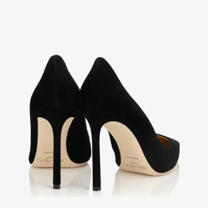 Zapatos de salón Romy 100 de ante negro con punta afilada