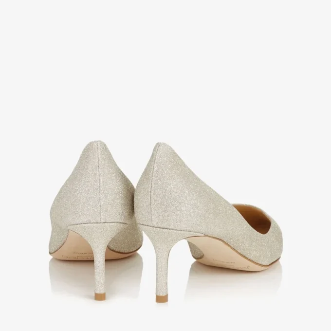 Zapatos de salón Romy 60 con punta afilada y purpurina platino hielo