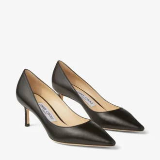 Zapatos de salón Romy 60 de piel de cabritilla negra con punta afilada