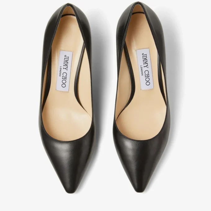 Zapatos de salón Romy 60 de piel de cabritilla negra con punta afilada