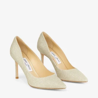 Zapatos de salón Romy 85 con punta afilada y purpurina platino hielo
