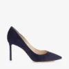 Zapatos de salón Romy 85 de ante azul marino con punta afilada Zapatos de salón Romy 85 de ante azul marino con punta afilada
