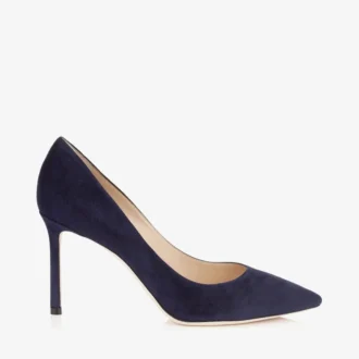 Zapatos de salón Romy 85 de ante azul marino con punta afilada