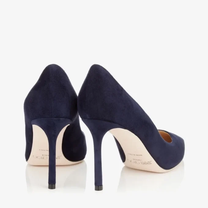 Zapatos de salón Romy 85 de ante azul marino con punta afilada Zapatos de salón Romy 85 de ante azul marino con punta afilada