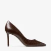 Zapatos de salón Romy 85 de piel con relieve de cocodrilo color chocolate