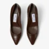 Zapatos de salón Romy 85 de piel con relieve de cocodrilo color chocolate