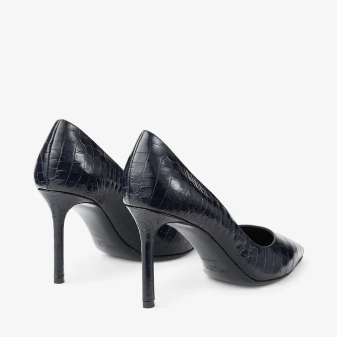 Zapatos de salón Romy 85 de piel con relieve de cocodrilo en azul marino Zapatos de salón Romy 85 de piel con relieve de cocodrilo en azul marino