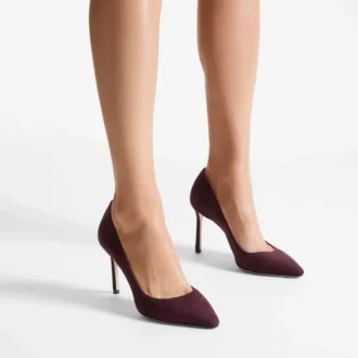 Zapatos de salón Romy 85 en ante tono a tono color merlot intenso