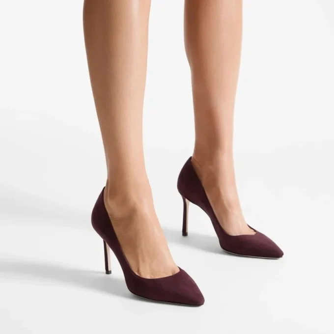 Zapatos de salón Romy 85 en ante tono a tono color merlot intenso