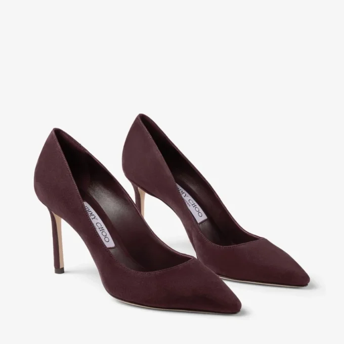 Zapatos de salón Romy 85 en ante tono a tono color merlot intenso