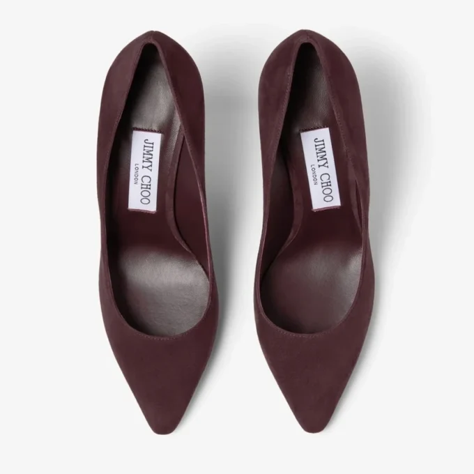 Zapatos de salón Romy 85 en ante tono a tono color merlot intenso