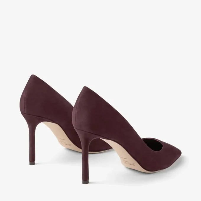 Zapatos de salón Romy 85 en ante tono a tono color merlot intenso