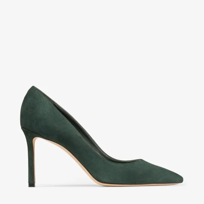 Zapatos de salón Romy 85 en ante verde británico a tono Zapatos de salón Romy 85 en ante verde británico a tono