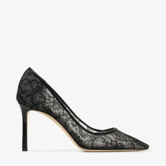 Zapatos de salón Romy 85 negros con encaje de jimmy choo