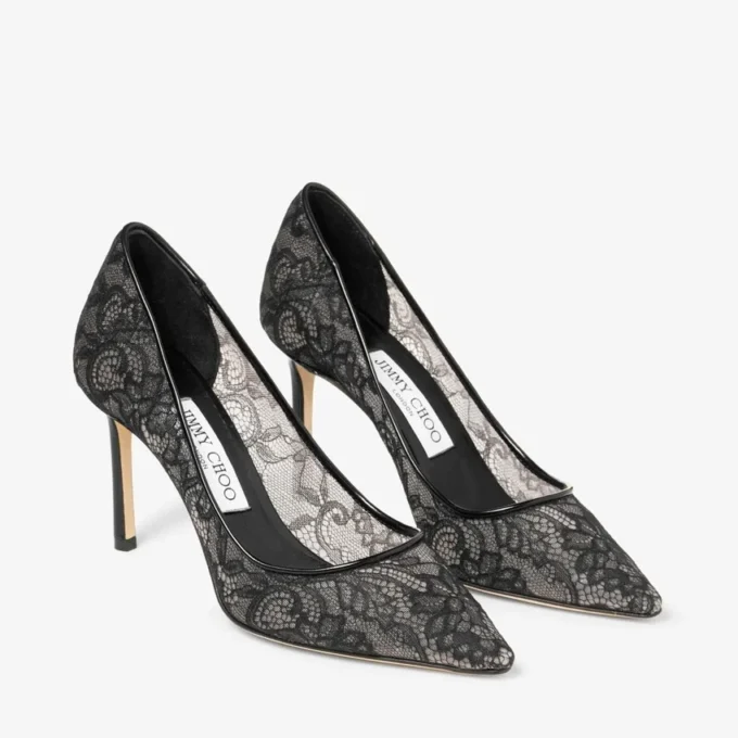 Zapatos de salón Romy 85 negros con encaje de jimmy choo Zapatos de salón Romy 85 negros con encaje de jimmy choo