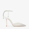 Zapatos de salón Saeda 100 con malla blanca y cristales Zapatos de salón Saeda 100 con malla blanca y cristales