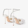 Zapatos de salón Saeda 100 de malla marfil con bordado de pétalos