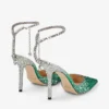 Zapatos de salón Saeda 100 de satén esmeralda con cristales