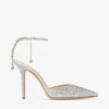 Zapatos de salón Saeda 100 de satén marfil con adornos de cristal Zapatos de salón Saeda 100 de satén marfil con adornos de cristal