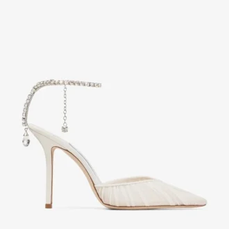 Zapatos de salón Saeda 100 de tul marfil con cristales