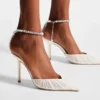 Zapatos de salón Saeda 100 de tul marfil con cristales Zapatos de salón Saeda 100 de tul marfil con cristales
