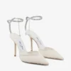 Zapatos de salón Saeda 100 de tul marfil con cristales Zapatos de salón Saeda 100 de tul marfil con cristales