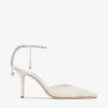 Zapatos de salón Saeda 85 de tul marfil con cristales