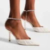Zapatos de salón Saeda 85 de tul marfil con cristales