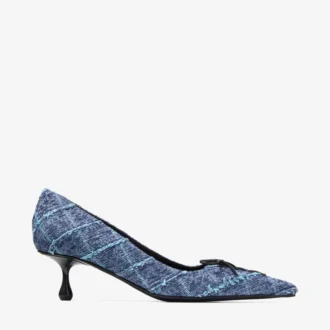 Zapatos de salón Scarlett 50 con diseño de rayas cruzadas en denim
