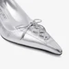 Zapatos de salón Scarlett 50 de piel metalizada plateada vintage